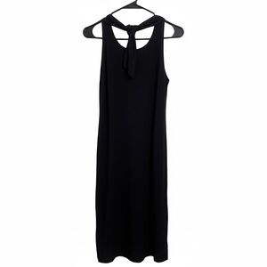 Bottega Veneta Sleeeless Black Midi Dress with knotted back strap detail